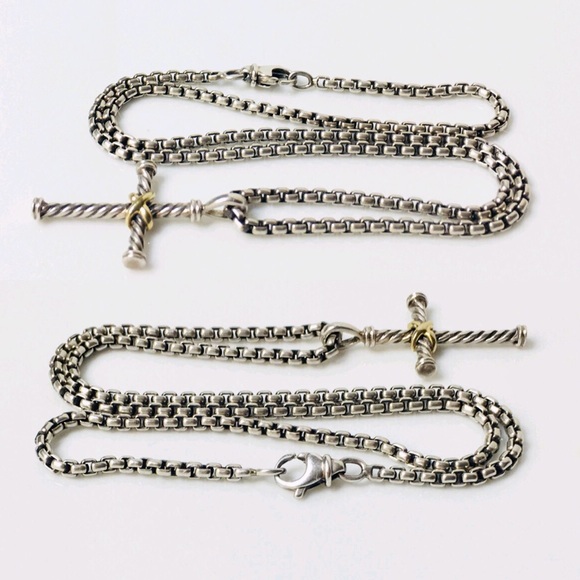 David Yurman Sterling & 18k X Cable Cross Pendant - Picture 4 of 8